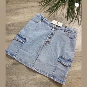 Light Blue Denim High Waisted Skirt