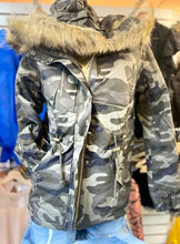 Load image into Gallery viewer, Olive Camo Fur Jacket