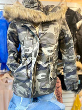 Load image into Gallery viewer, Olive Camo Fur Jacket