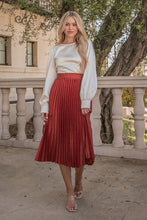 Load image into Gallery viewer, Monica Copper Midi Satin Pleated Skirt