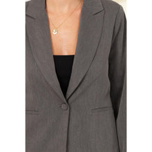 Load image into Gallery viewer, Fossil Grey One Button Stretchy Blazer