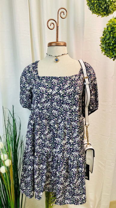 Melody Tegan Ditsy Floral Navy Blue babydoll Dress