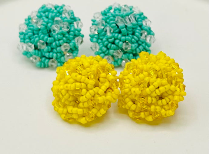 Melanie Teal Cluster Post Back Earrings