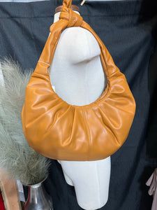 Round Vegan Leather Hand Bag