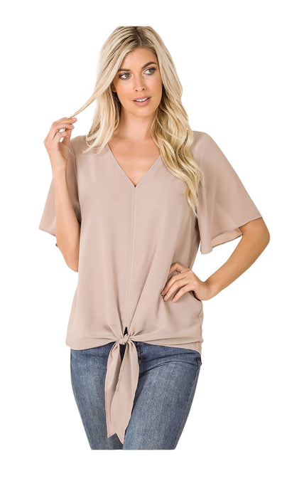 Cappuccino Double Layer Chiffon Top