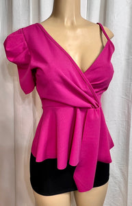 CLEARANCE*** Emily Dark Pink Puffy One Sleeve Top