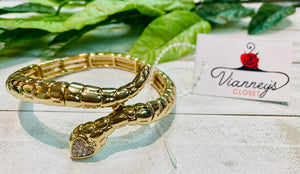 Snake Gold Cuff with Swarovski crystals