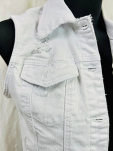 Jessie White Denim Distressed Vest