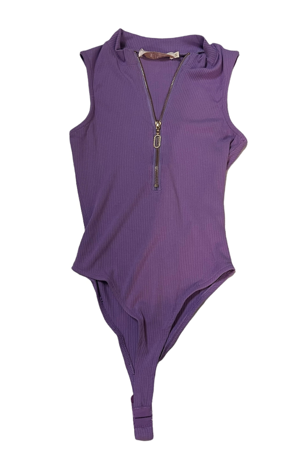 Clarissa Lilac Ribbed Zip Up Bodysuit