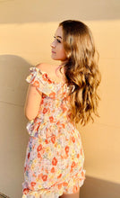 Load image into Gallery viewer, Clearance Peach Floral Print Smocked 2 Piece Skirt Set
