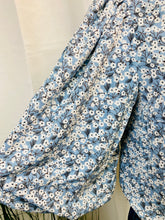 Load image into Gallery viewer, *CLEARANCE* Slate Blue Ditsy Floral 3/4 Round Neck Puffy Sleeve Top