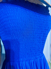 Load image into Gallery viewer, **CLEARANCE **Azure Off the shoulder Smocked bodice Midi Dress