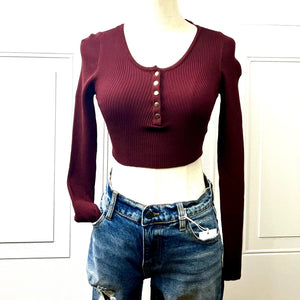 Adelle Cropped Snap Button Sweater Top