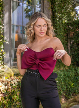 Load image into Gallery viewer, Marianne Corset Style Bow Top Magenta,White,Black or Burgundy