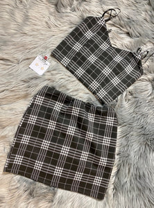 Black Plaid Skirt Set (2pc)