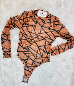 Germione geographic rust sheeer Bodysuit