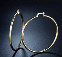 Load image into Gallery viewer, 18 K 2mm Gold Plated Hoops