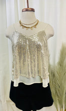 Load image into Gallery viewer, Shakira Gold or Silver Sequence Gold Spaghetti strap top