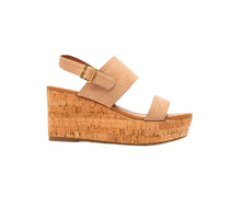 Load image into Gallery viewer, Clair Taupe/Suede 2 Band Ankle Strap Wedge