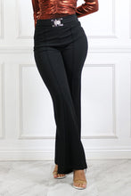 Load image into Gallery viewer, Estee Black High-Waisted Wide-Leg Trouser Pants