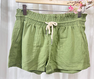 Aurora Lilac or Kiwi Green Drawstring Linen Shorts