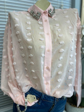 Load image into Gallery viewer, Clearance*** Britany Blush Rhinestone Long Sleeve Button Down Blouse