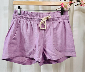 Aurora Lilac or Kiwi Green Drawstring Linen Shorts