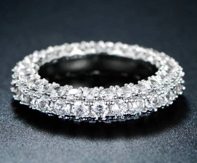 18K Gold Plated 3 Row Eternity Ring