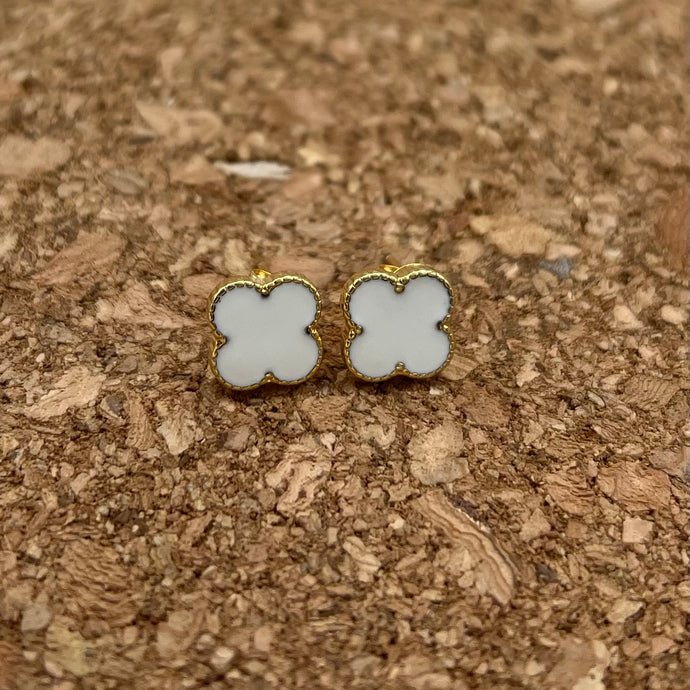 White Gold Dipped Push Back Stud Earrings