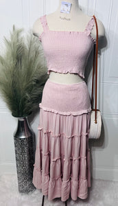 Angelli Blush Peasant Style Maxi Skirt Set