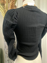 Load image into Gallery viewer, Alice Black Ribbed Long Sleeve Fitted Sweater