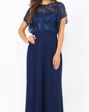 Load image into Gallery viewer, Nina Navy embellished lace top Sheer Maxi Dress