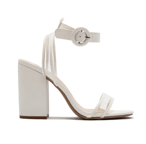 "Orianna Clearly a Chunky adjustable strap heel sandal"