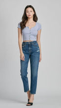 Load image into Gallery viewer, Denise Dark Denim High Rise Slim Straight