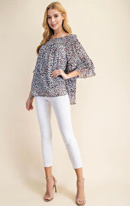 CLEARANCE** Zoe Animal Print Off the Shoulder Top