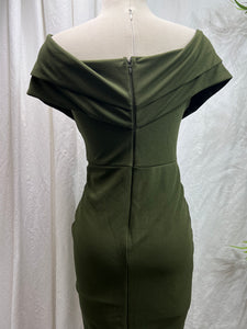 Green Sleeveless V Neck Midi Dress