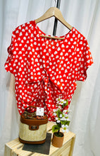 Load image into Gallery viewer, *CLEARANCE* Reigan Coral or Ivory Flowy Sleeves Heart Print Knot Top