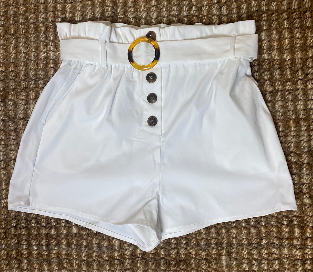 Lily White Bamboo Buttoned Shorts