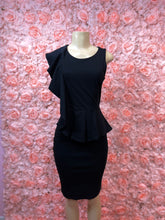 Load image into Gallery viewer, Sasha Black or Navy Blue One Shoulder Ruffle Sleeveless Midi Dress