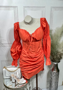 Lilyana Coral Long Sleeve Corset Style Mini Dress