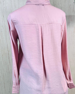 *CLEARANCE* Tiffany White or Mauve Long Sleeve Hi-Low Button Up