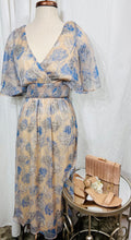 Load image into Gallery viewer, Felicia Flowy Floral Print Short Sleeve V Neck Smocked Cinched Waist Inner Lining Dress