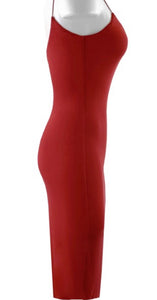 Allyson Deep Red Skinny Spaghetti Bodycon Dress