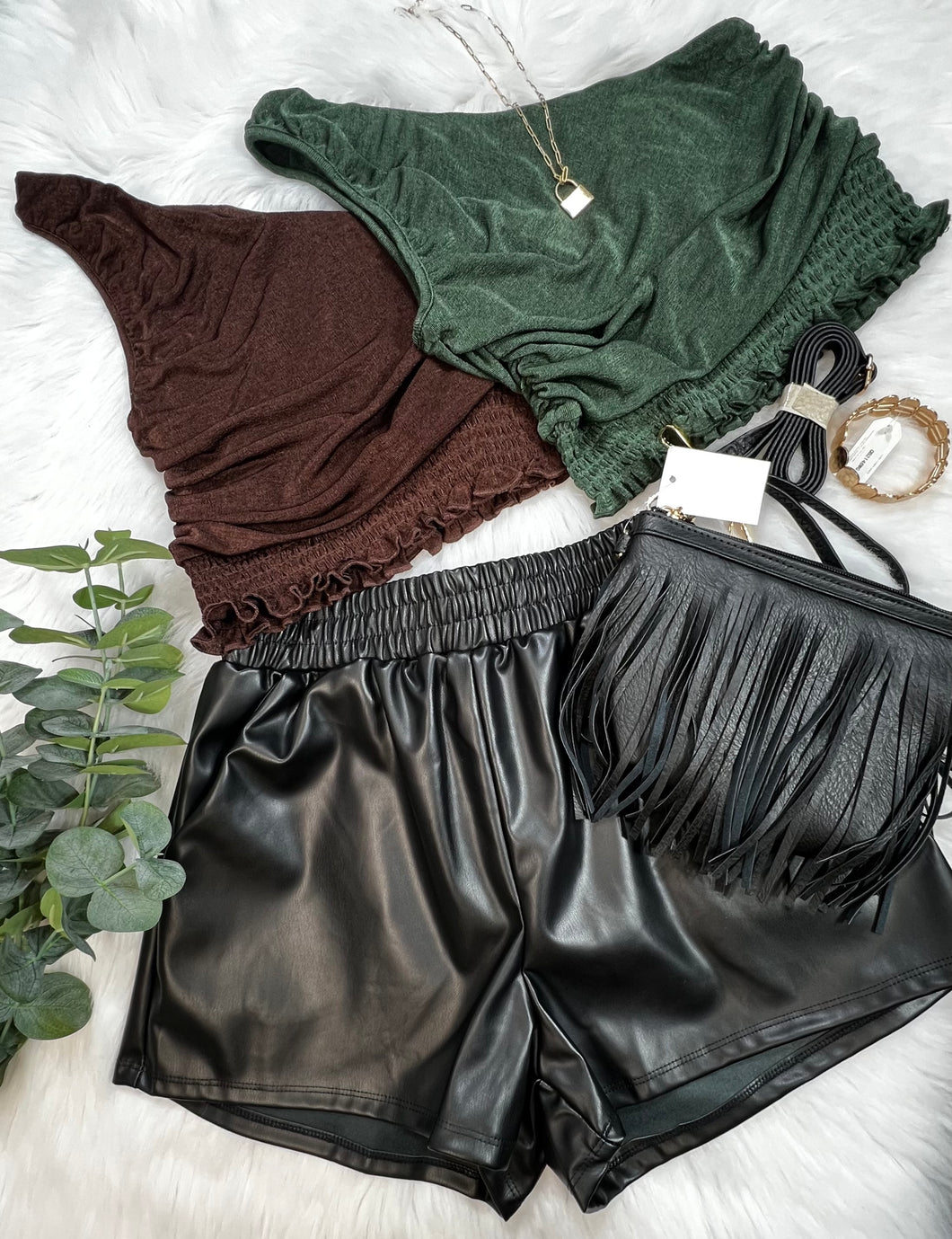 Adely Black Vegan Leather Shorts