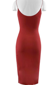 Allyson Deep Red Skinny Spaghetti Bodycon Dress