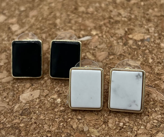 Small square studded push back earrings