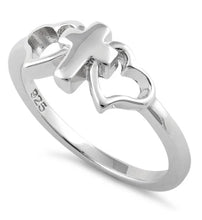 Load image into Gallery viewer, .925 Sterling Silver Cross Hearts Ring