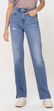 Load image into Gallery viewer, Joselin Medium Blue Denim Straight High-Rise Jean w/ Hem Slit