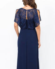 Load image into Gallery viewer, Nina Navy embellished lace top Sheer Maxi Dress