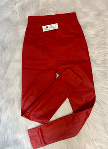 Clarissa Red Faux Leather Skinny Pants